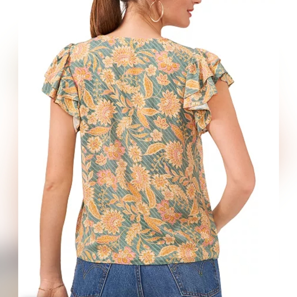 Floral Ruffle Sleeve Top #31 - Picture 2 of 6